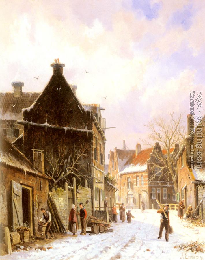 Adrianus Eversen : A Village Street Scene in Winter